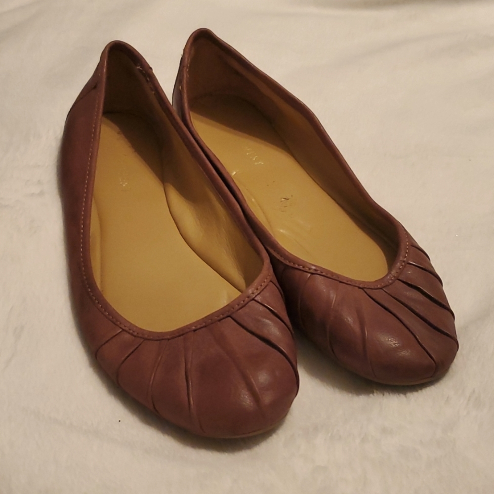 Nine west brown leather slip on  flats size 6.5